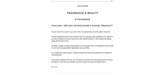 chanel beauty return policy|Chanel online returns form.